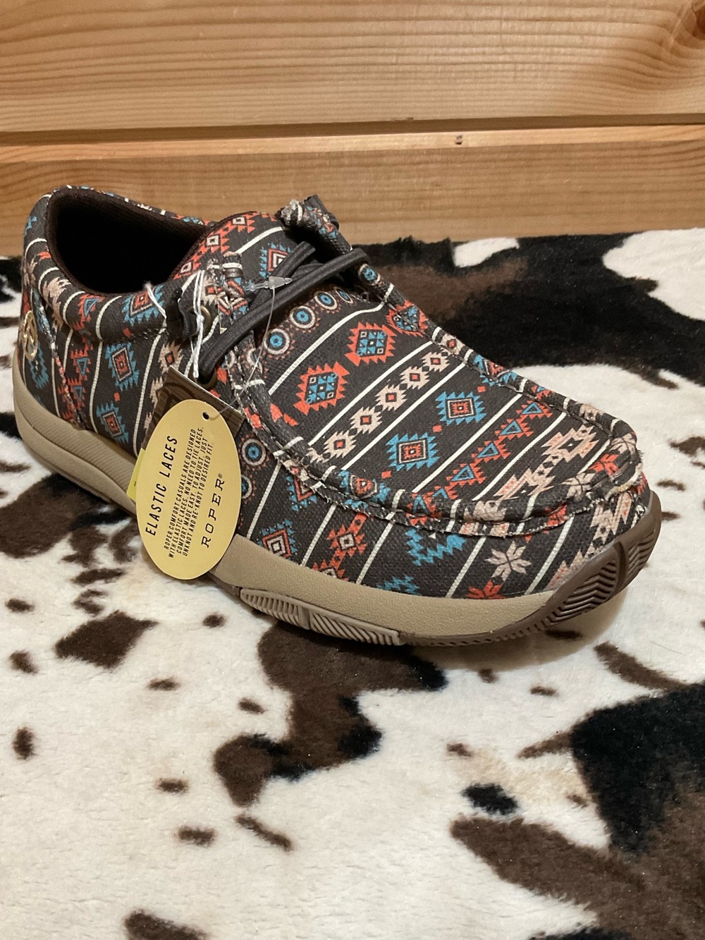 Roper Aztec Pattern Moccasin Slip-On - Brown Multi